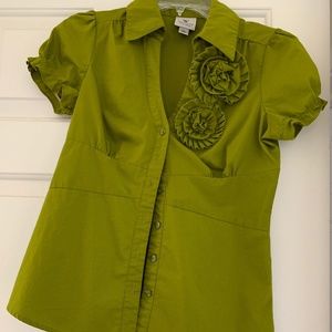 Olive Button-Down Blouse